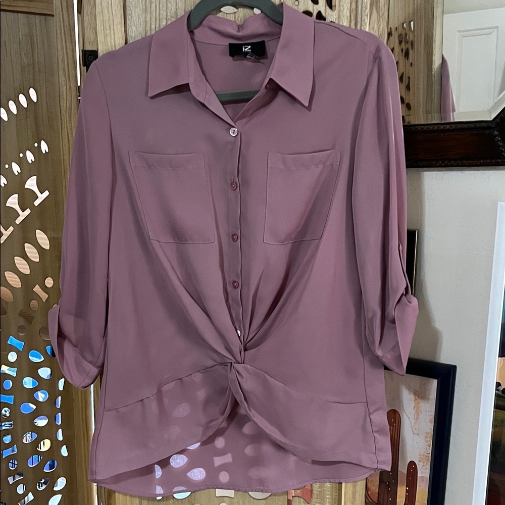 Elegant Mauve Twist Front Blouse